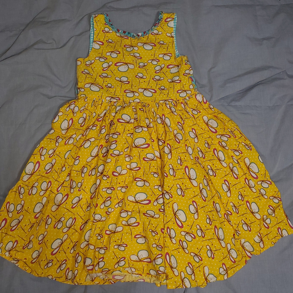 Jelly The Pug Yellow Butterfly Kids Dress